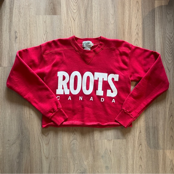 Vintage Cropped Roots Sweatshirt Red MENS SMALL - Picture 6 of 11